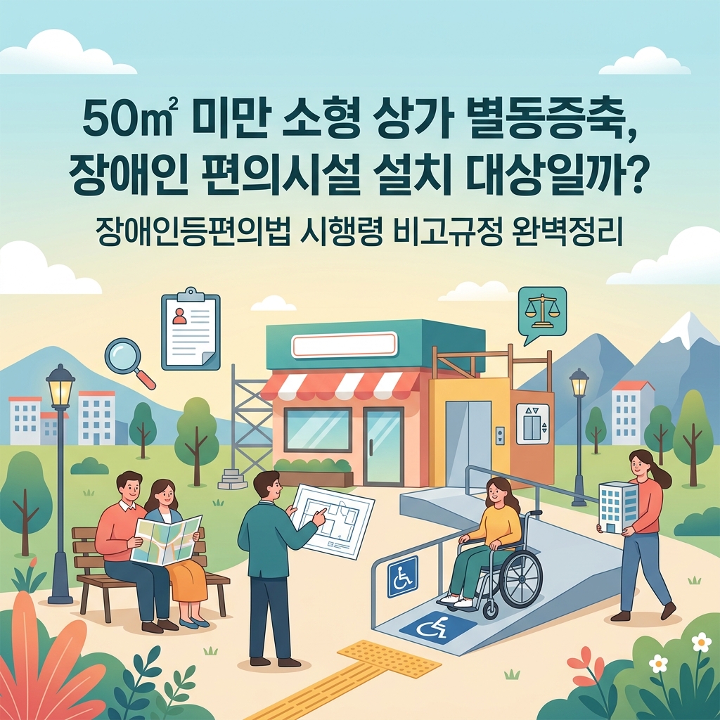 50㎡ 미만 소형 상가 별동증축, 장애인 편의시설 설치 대상일까? 장애인등편의법 시행령 비고규정 완벽정리 썸네일