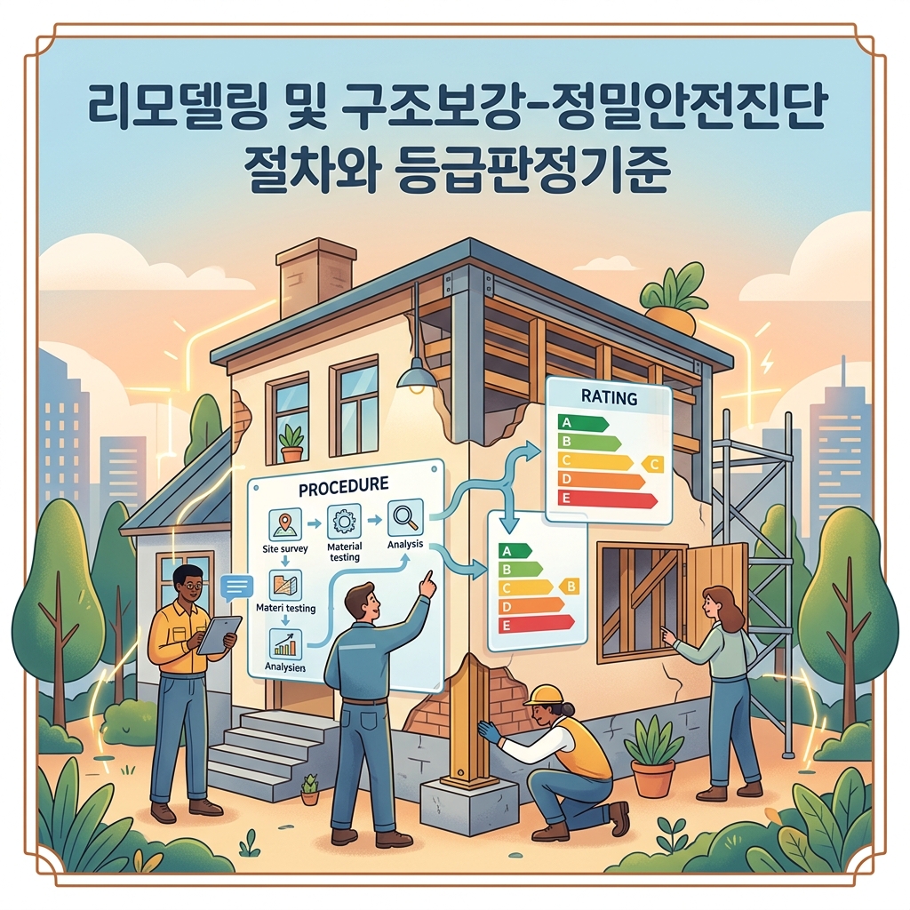 ai thumbnail illustration 리모델링 및 구조보강 정밀안전진단 절차와 등급판정기준 1789801485