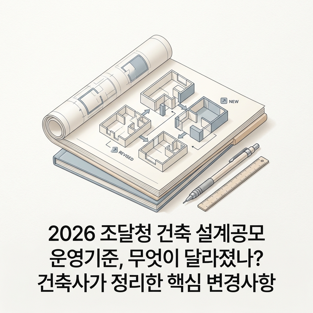 ai thumbnail minimal 2026 조달청 건축 설계공모 운영기준 무엇이 달라졌나 건축사가 정리한 핵심 변경사항 1789273232