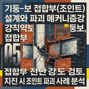 ai thumbnail poster 기둥 보 접합부조인트 설계와 파괴 메커니즘강기둥 약보 원칙 접합부 전단강도 검토 지진 시 조인트 파괴 사례 분석 1789430395