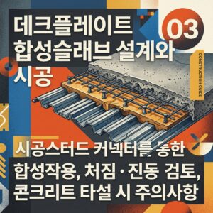 ai thumbnail poster 데크플레이트 합성슬래브 설계와 시공스터드 커넥터를 통한 합성작용 처짐·진동 검토 콘크리트 타설 시 주의사항 1789428546