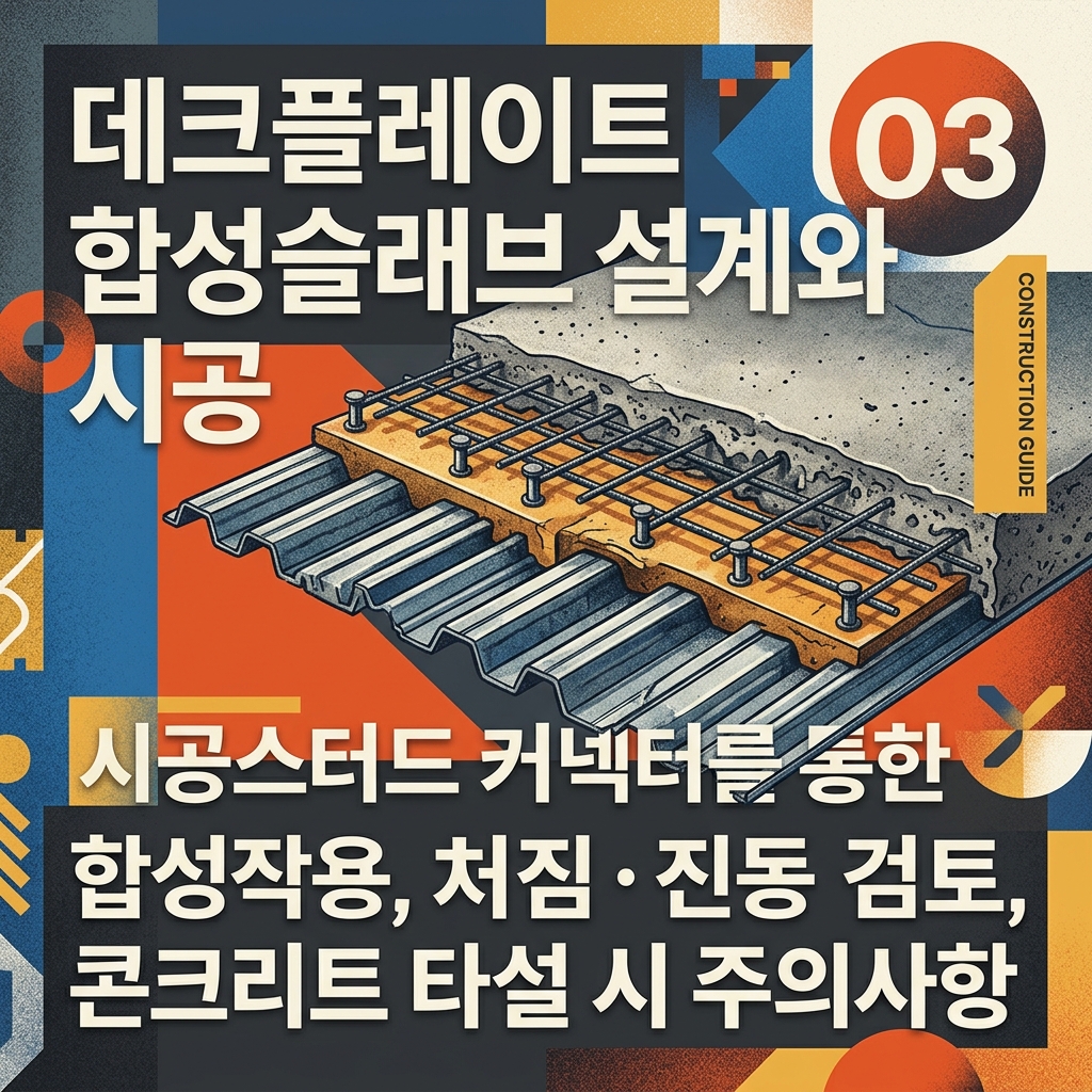 ai thumbnail poster 데크플레이트 합성슬래브 설계와 시공스터드 커넥터를 통한 합성작용 처짐·진동 검토 콘크리트 타설 시 주의사항 1789428546