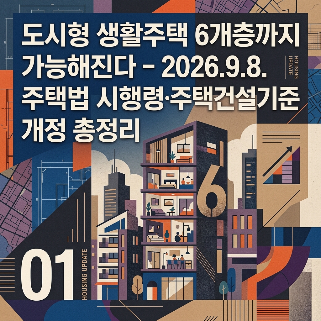 ai thumbnail poster 도시형 생활주택 6개층까지 가능해진다 2026.9.8. 주택법 시행령·주택건설기준 개정 총정리 1789003823