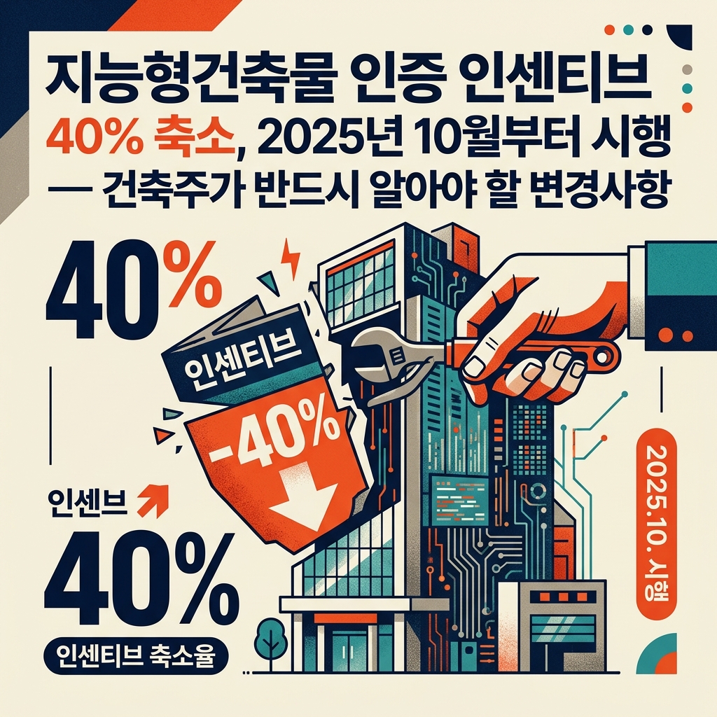 ai thumbnail poster 지능형건축물 인증 인센티브 40 축소 2025년 10월부터 시행 — 건축주가 반드시 알아야 할 변경사항 1789398886