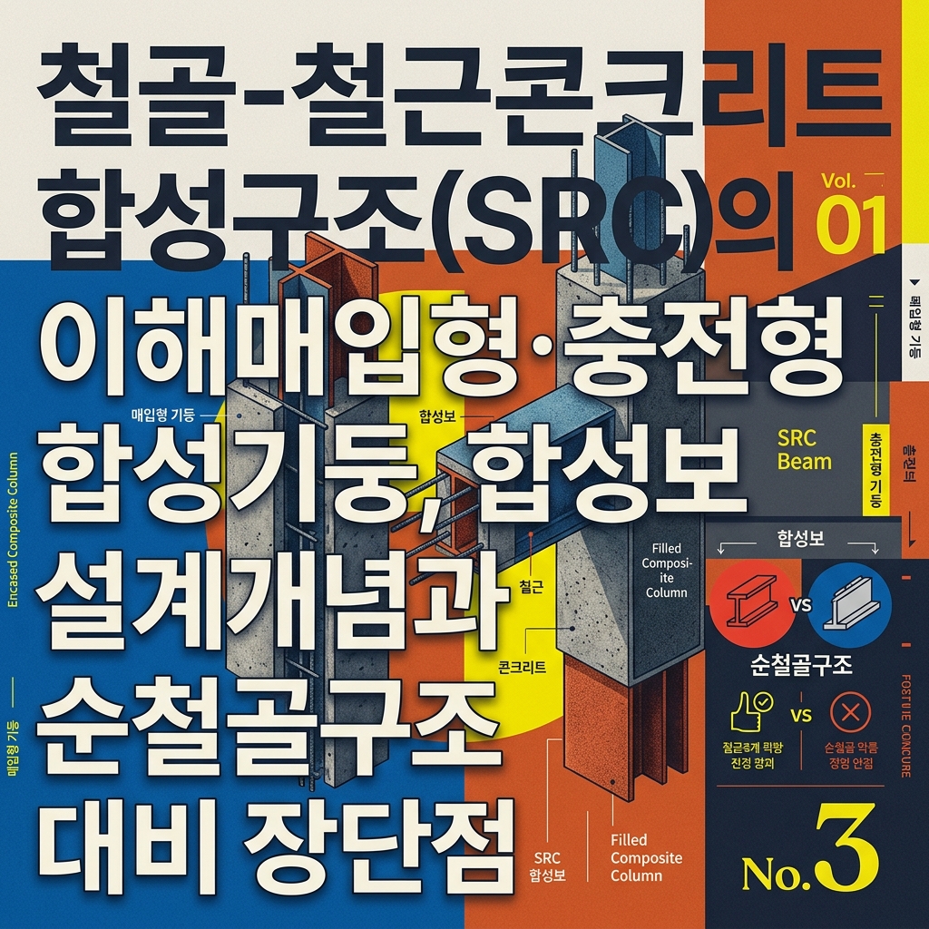 ai thumbnail poster 철골 철근콘크리트 합성구조SRC의 이해매입형·충전형 합성기둥 합성보 설계 개념과 순철골구조 대비 장단점 1789427816