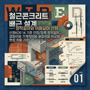 ai thumbnail poster 철근콘크리트 배근 설계 — 정착길이와 이음길이 산정KDS 14 기준 인장압축 정착길이 겹침이음·기계적이음·용접이음 비교와 현장 적용 기준 1789429836